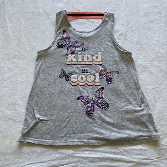Girls Wonder Nation Gray Tank Top With "Be Kind Be Cool" & Butterfly Print L 10- - Picture 2 of 5